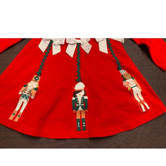 Bonnie Jean Girls Red Nutcracker Holiday Dress Long Sleeve Size 2T Christmas - Picture 2 of 6